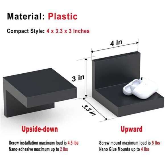 Black Small Floating Wall Shelves Set Plastic Mini Room Decor Display Ledges - Picture 3 of 7